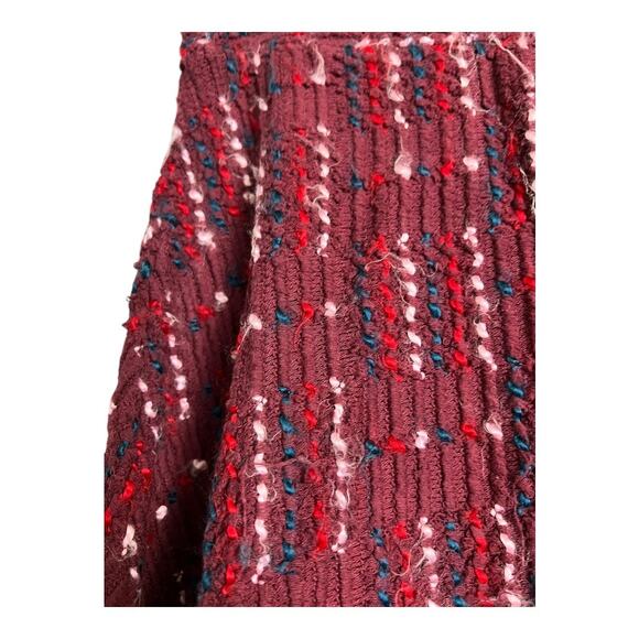 Maeve Anthropologie Burgundy Tweed Skirt A-Line Nubby XS Retro Textured Wine - Picture 3 of 11